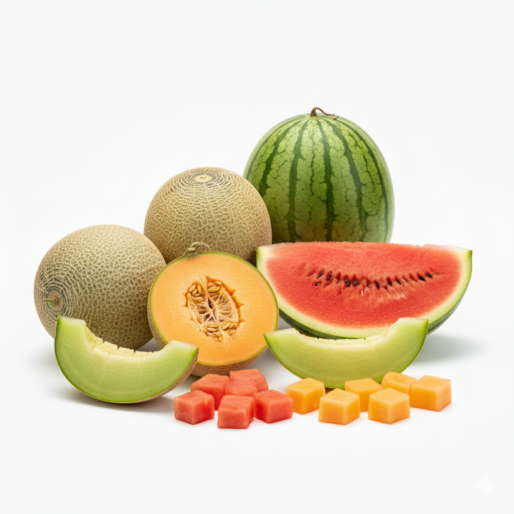 A harvest of fresh melons